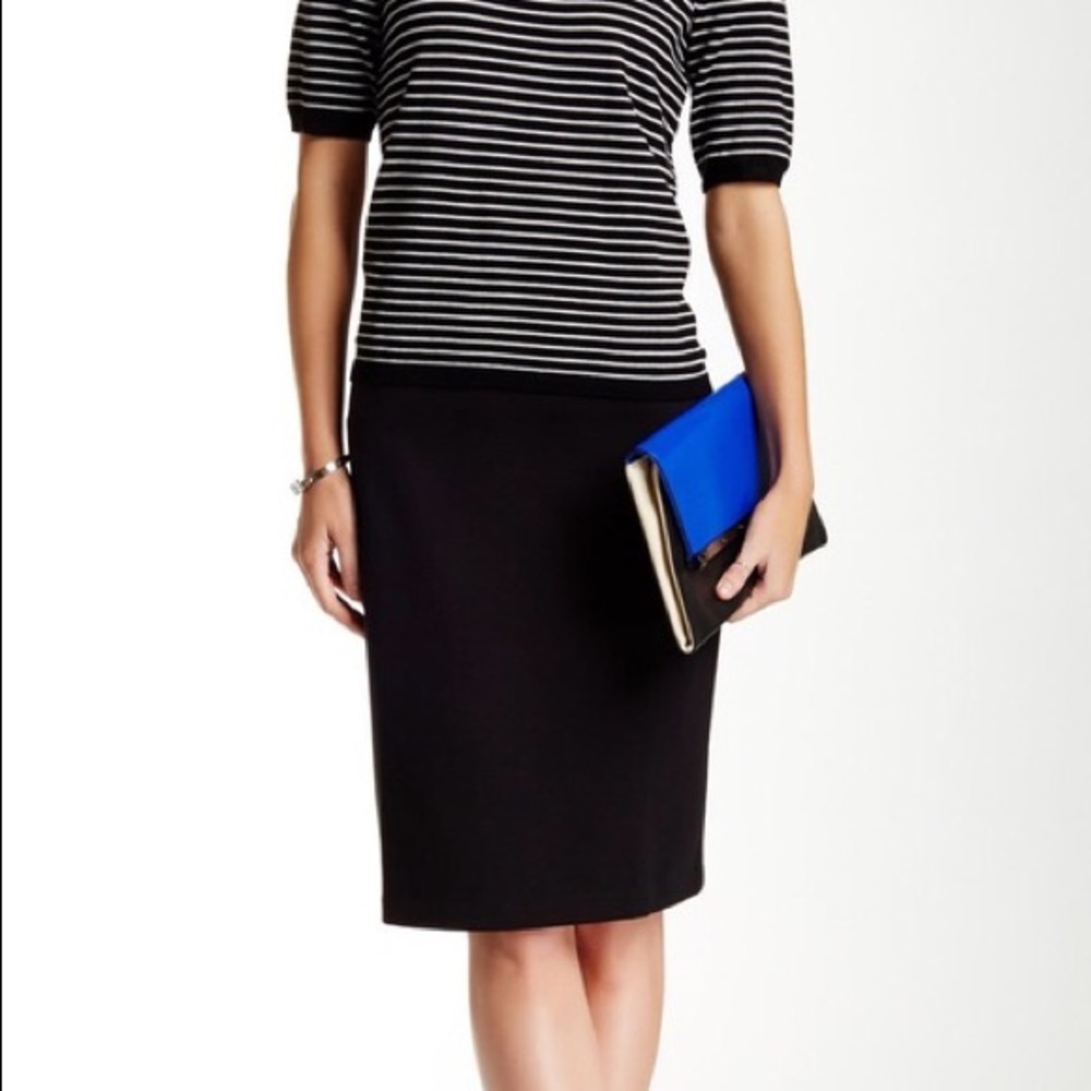 Philosophy Navy Blue Pencil Skirt Gold Zipper